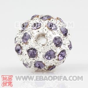 12mm Sambarla Style Pave Crystal Alloy Ball Beads