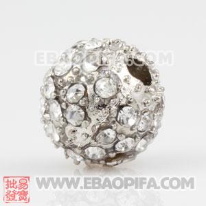 12mm Sambarla Style Pave Crystal Alloy Ball Beads