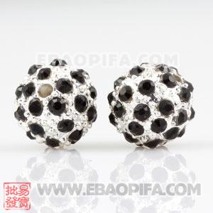 10mm Sambarla Style Black Crystal Alloy Ball Beads
