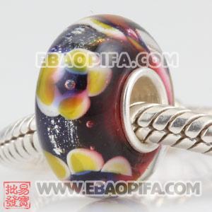 花朵精品图案珠子 925纯银管琉璃珠