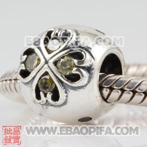 花朵锆石圆珠 镶锆石925纯银珠子 潘多拉风格欧洲珠 外贸大牌珠子 外贸尾货珠子 银珠 义乌珠子 饰品配件