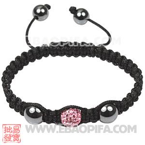 Fashion Tresor Macrame Bracelets with pink Crystal and Hematite beads 