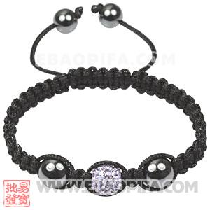 Fashion Tresor Macrame Bracelets with Lilac Crystal and Hematite beads 