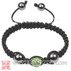 Fashion Tresor Macrame Bracelets with green Crystal and Hematite beads 
