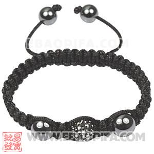 Fashion Tresor Macrame Bracelets with grey Crystal and Hematite beads 