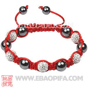 Fashion red cord Tresor Sambarla Style Bracelets with white Czech Crystal Bead and Hematite