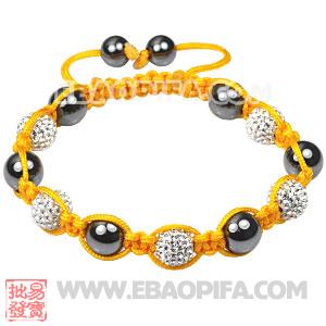 Fashion yellow cord Tresor Sambarla Style Bracelets with white Czech Crystal Bead and Hematite