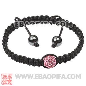 Fashion handmade Tresor Macrame Bracelets with pink Crystal and Hematite beads 