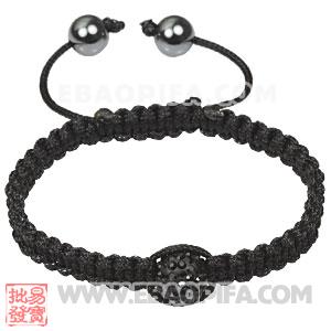 Fashion Tresor Macrame Bracelets with black Crystal and Hematite beads 
