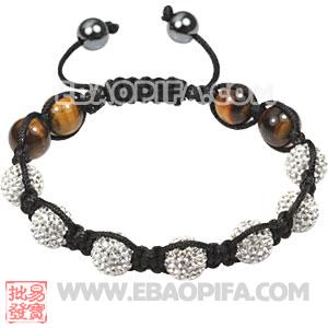 2011 latest Tresor Bracelets with tiger eye beads and pave crystal bead