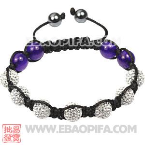 2011 latest Tresor Bracelets with 4 purple agate beads and pave crystal bead