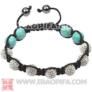 Fashion Tresor Bracelets with 4 turquoise beads and pave crystal bead