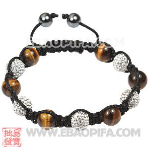 2011 latest Tresor Bracelets with tiger eye beads and pave crystal bead