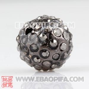 12mm Sambarla Style grey Crystal Alloy Ball Beads