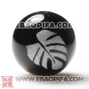 14mm Sambarla Style Black Agate Art Beads Wholesale