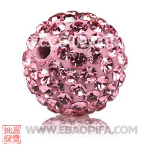 10mm Sambarla style Pave Pink Czech Crystal Bead 