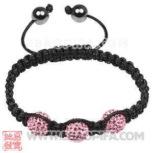 Fashion Tresor Macrame Bracelets Pink Crystal and Hematite beads 