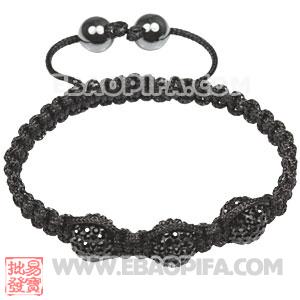 Fashion Tresor Macrame Bracelets Black Crystal and Hematite beads 