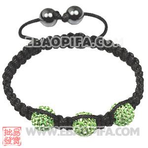 Fashion Tresor Macrame Bracelets Green Crystal and Hematite beads 
