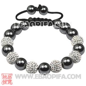 Fashion Handmade Tresor Bracelets with white Czech Crystal and Hematite beads 