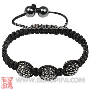 Fashion Tresor Macrame Bracelets Grey Crystal and Hematite beads 