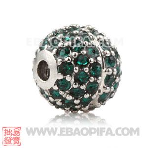 10mm Copper Disco Ball Bead Pave blue Austrian Crystal Sambarla Style