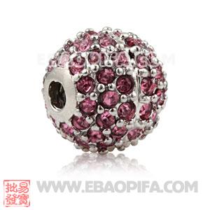 10mm Copper Disco Ball Bead Pave Pink Austrian Crystal Sambarla Style