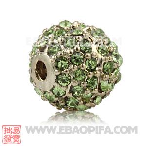 10mm Copper Disco Ball Bead Pave Green Austrian Crystal Sambarla Style