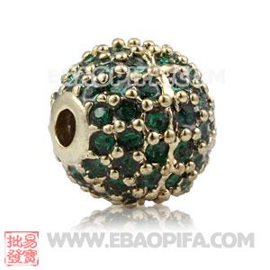10mm Copper Disco Ball Bead Pave Blue Austrian Crystal Sambarla Style
