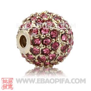 10mm Copper Disco Ball Bead Pave Rose Austrian Crystal Sambarla Style