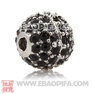 10mm Copper Disco Ball Bead Pave Black Austrian Crystal Sambarla Style