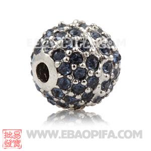 10mm Copper Disco Ball Bead Pave Ocean Blue Austrian Crystal Sambarla Style