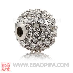 10mm Copper Disco Ball Bead Pave white Austrian Crystal Sambarla Style