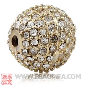 12mm Copper Disco Ball Bead Pave white Austrian Crystal Sambarla Style
