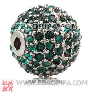 12mm Copper Disco Ball Bead Pave Blue Austrian Crystal Sambarla Style