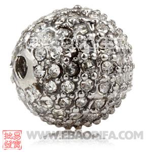 12mm Copper Disco Ball Bead Pave white Austrian Crystal Sambarla Style