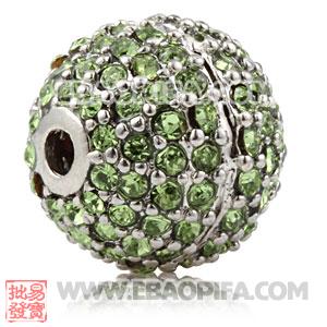 12mm Copper Disco Ball Bead Pave Green Austrian Crystal Sambarla Style