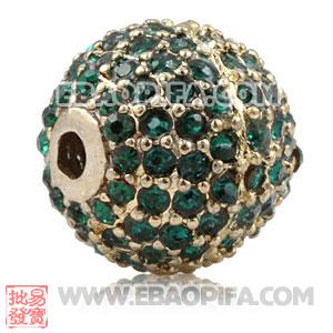 12mm Copper Disco Ball Bead Pave Blue Austrian Crystal Sambarla Style