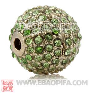12mm Gold plated Copper Disco Ball Bead Pave Green Austrian Crystal Sambarla Style