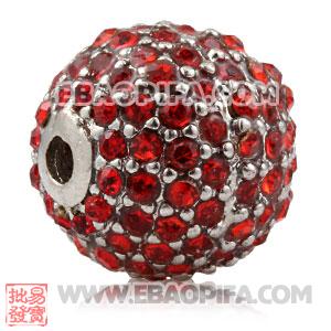 12mm Copper Disco Ball Bead Pave Red Austrian Crystal Sambarla Style