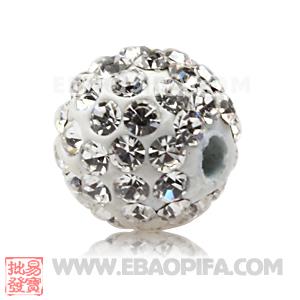 8mm Sambarla style Pave white Czech Crystal Bead 
