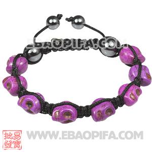 Purple Turquoise Skull Head Ladies Macrame Bracelets with Hemitite