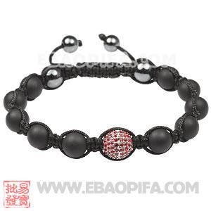批发男士高档925纯银珠子编织香巴拉风格手链