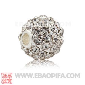 8mm Handmade Alloy Beads With White Crystal