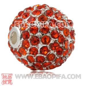 12mm Handmade Alloy Beads With Red Crystal