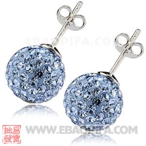 批发925纯银耳环 进口捷克水钻球耳饰 耳坠 耳钉