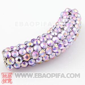 Silver Alloy Beads With Pink Crystal