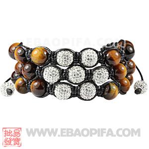 Fashion Handmade Tresor Bracelets With Pave Crystal and Tiger Eye Beads 
