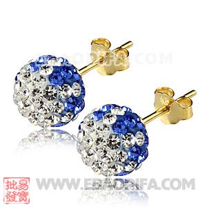 进口捷克水钻球耳坠 耳钉 耳饰