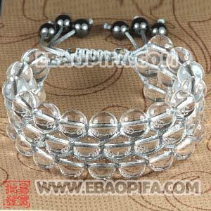 3 Row White Crystal Bead Wrap Bracelet With Hematite 